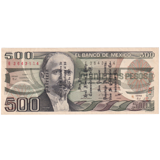 Mexico 1984 500 Pesos UNC E 3643114 Banknote