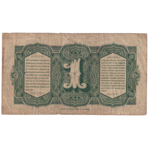 Nederlands 1943 1 Indie F AG140246 Banknote