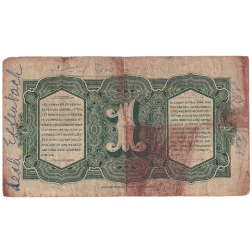 Netherlands 1943 1 Indie F AF157122 Banknote