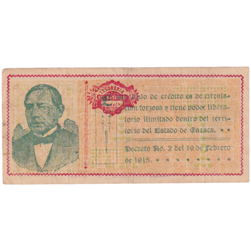 Mexico 1915 1 Peso G 370828 Banknote
