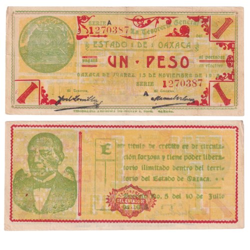 Mexico 1915 1 Peso F 1270387 Banknote
