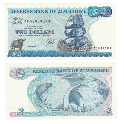 Zimbabwe 1983-94 2 Dollars UNC AC5285958D Banknote