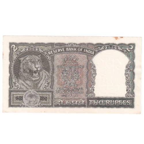India 1962 2 Rupees VF B77 756996 Banknote
