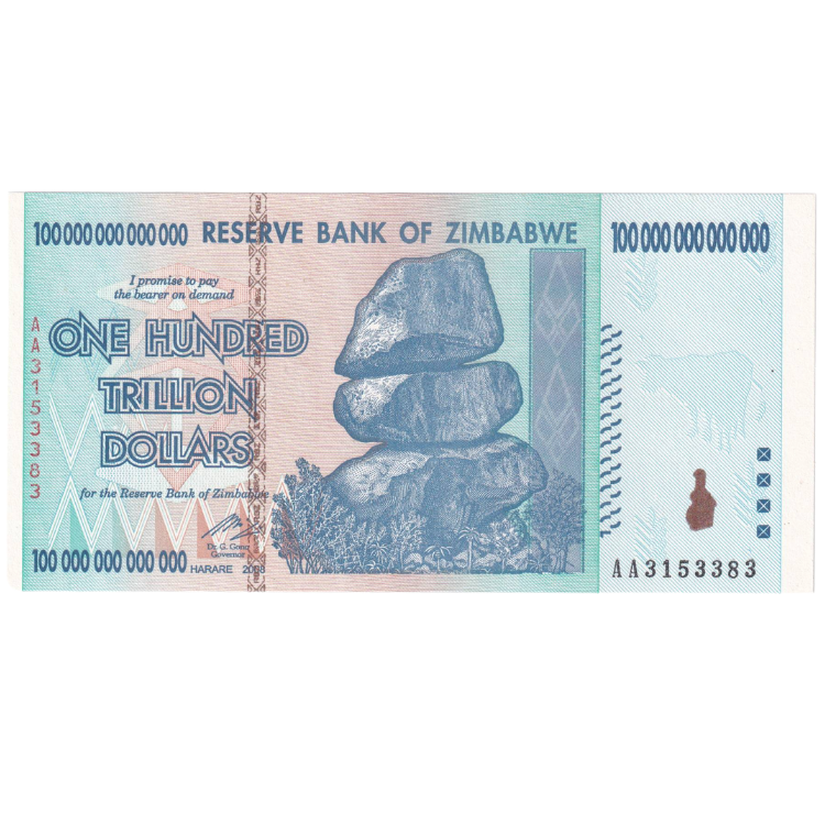 Zimbabwe 2008 100 Trillion Dollars