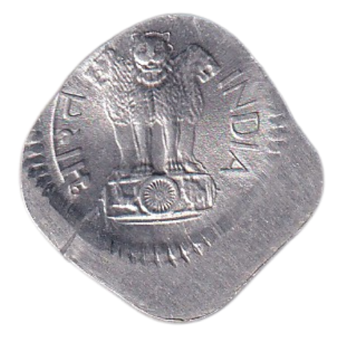 India 1974 5 Paise UNC Off Strike+Broke Error Coin