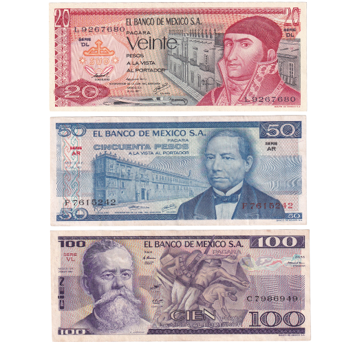 Mexico Set of 3 Notes Circulated