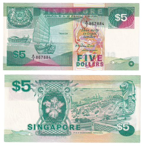 SINGAPORE 1984 5 DOLLARS UNC A_3 867884 Banknote