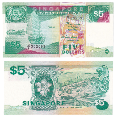 SINGAPORE 1984 5 DOLLARS UNC B_6 302093 Banknote