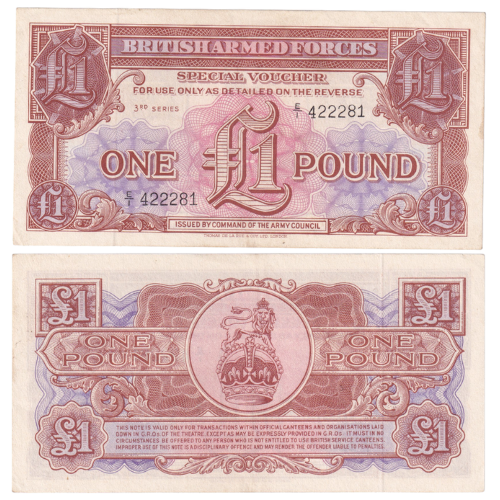 BRITISH ARMED FORCES 1956 1 POUND UNC A/1 422281 BANKNOTE