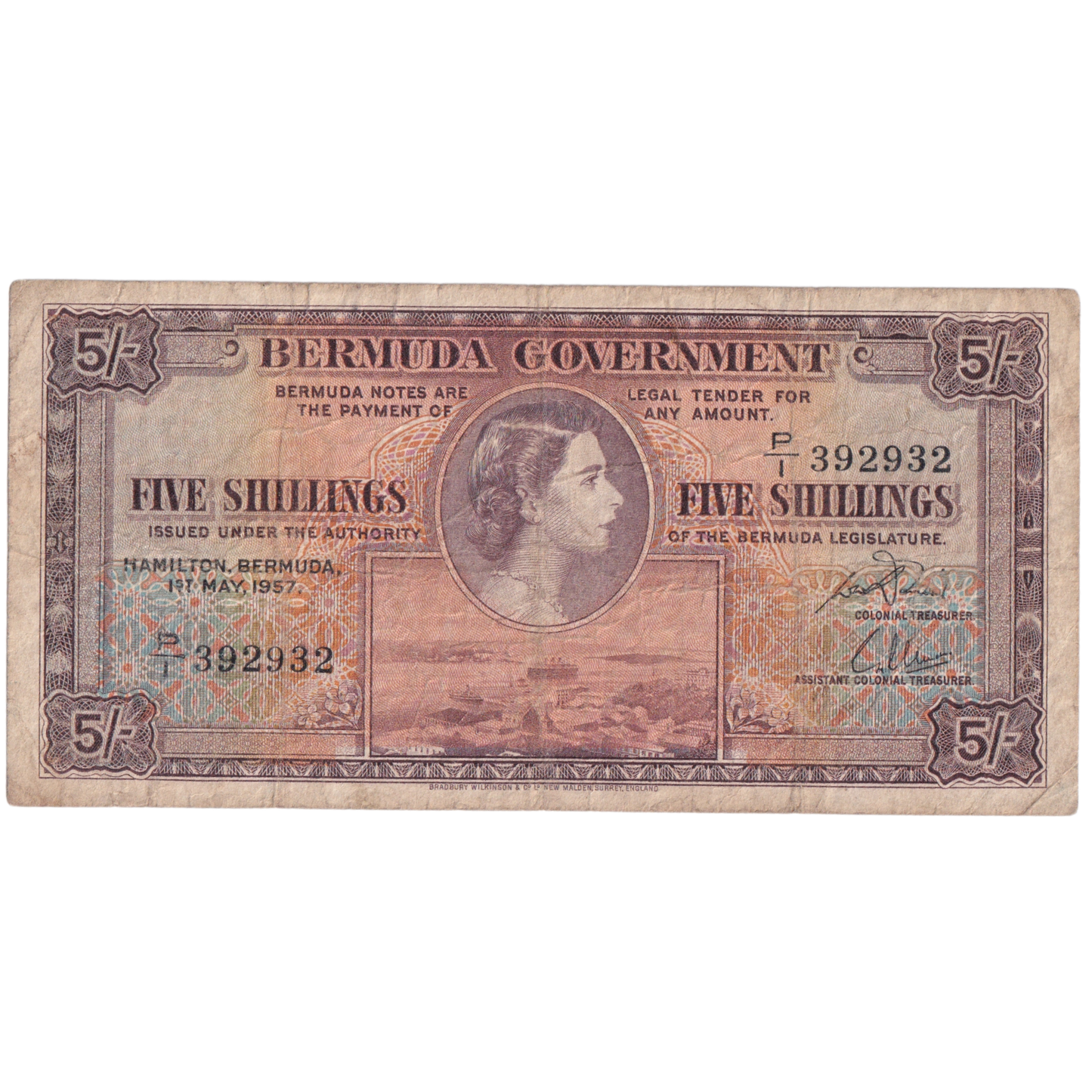 Bermuda 1957 5 Shillings 392932