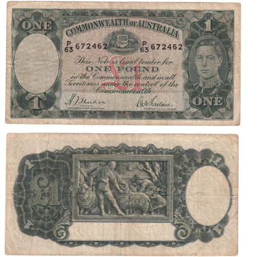 AUSTRALIA 1966 1 POUND F P63 672462 BANKNOTE