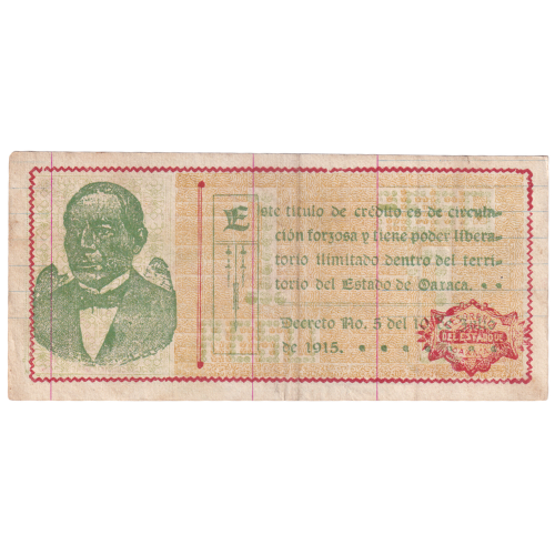 Mexico 1915 1 Peso VF 656557 Banknote