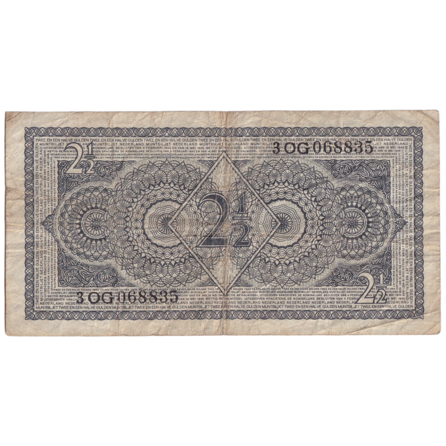 NEDERLAND 1949 2.5 GULDEN F 3OG068835 Banknote