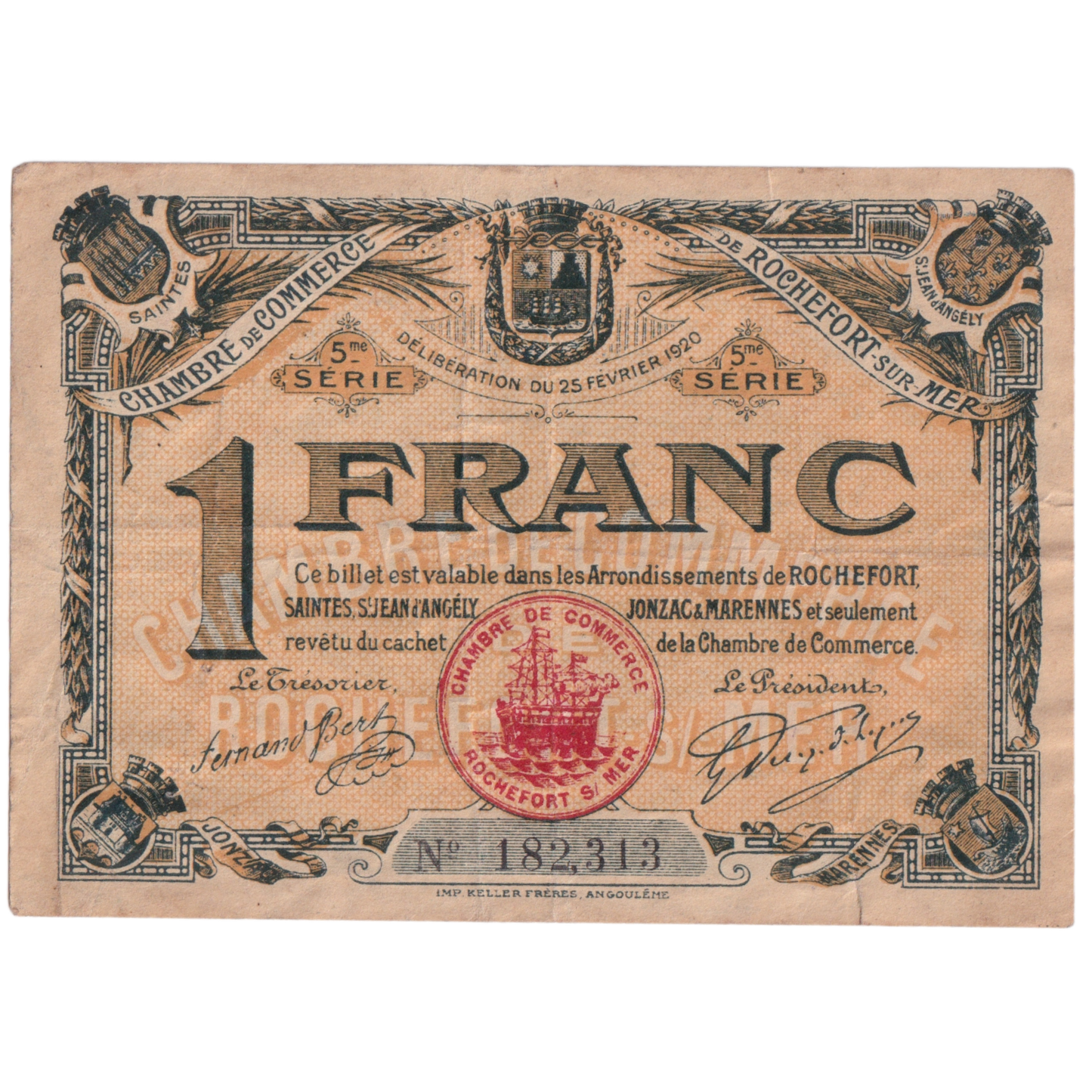FRANCE 1920 1 FRANC EF 182313 Banknote
