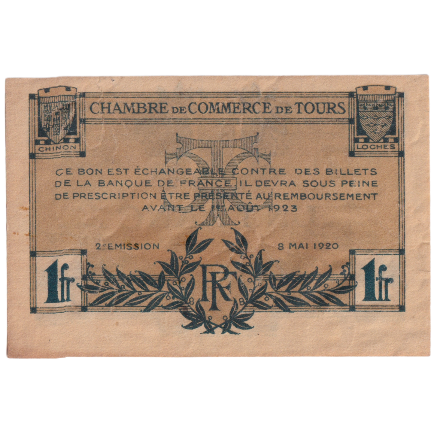 FRANCE 1920 1 FRANC EF 784992 Banknote