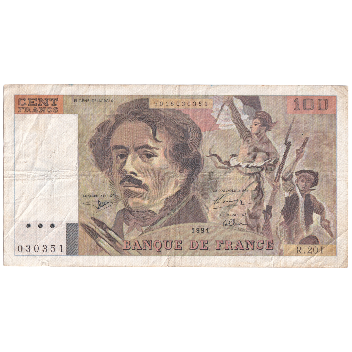 FRANCE 1991 100 FRANCS VF 030351 R.201 Banknote