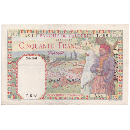 ALGERIA 1941 50 FRANCS UNC T.698 564 Banknote