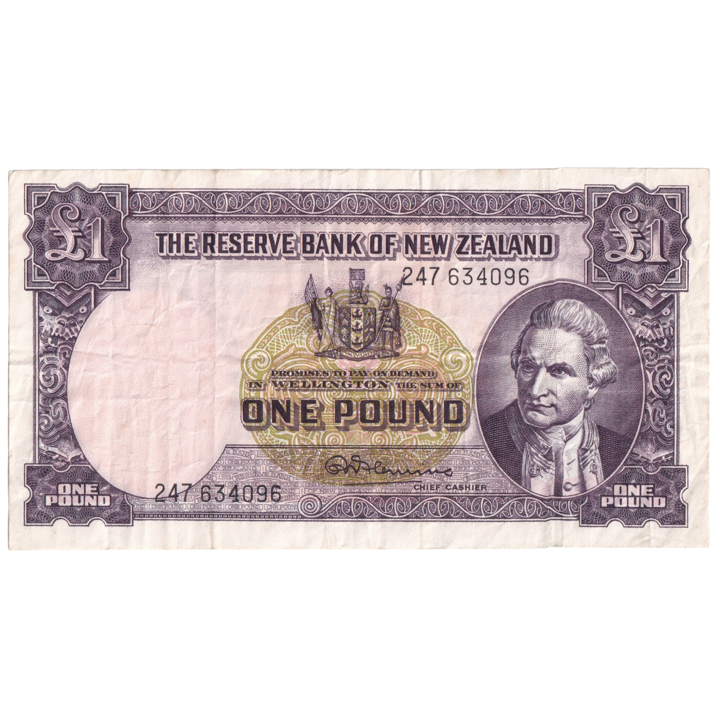 NEW ZEALAND 1955-1956 1 POUND AUNC 247 634096 Banknote