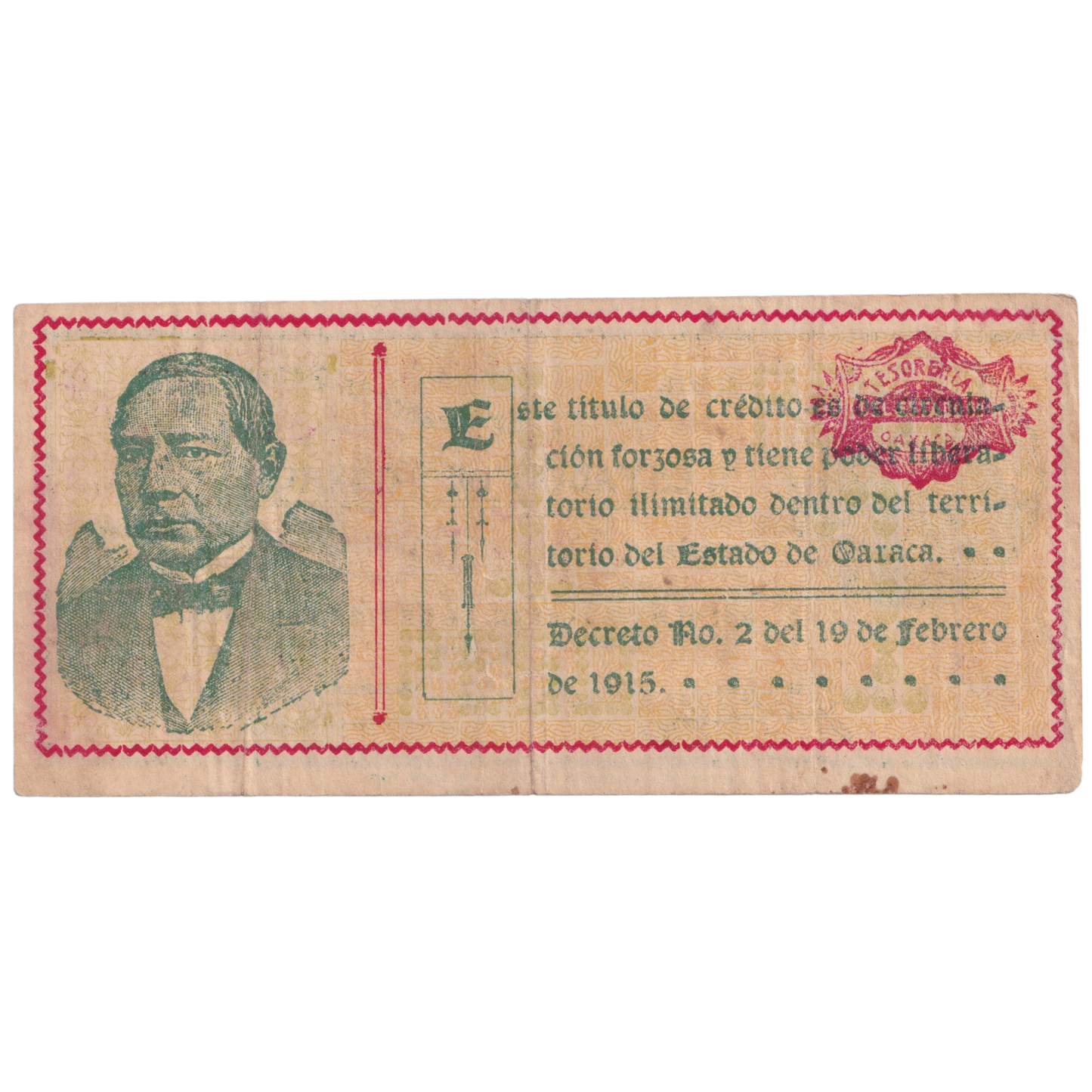 MEXICO 1915 1 PESO EF 322109 Banknote
