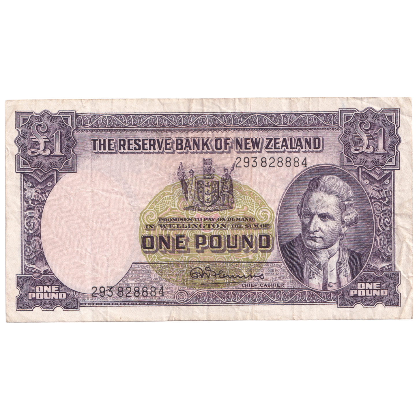 NEW ZEALAND 1955-1956 1 POUND EF 293 828884 Banknote