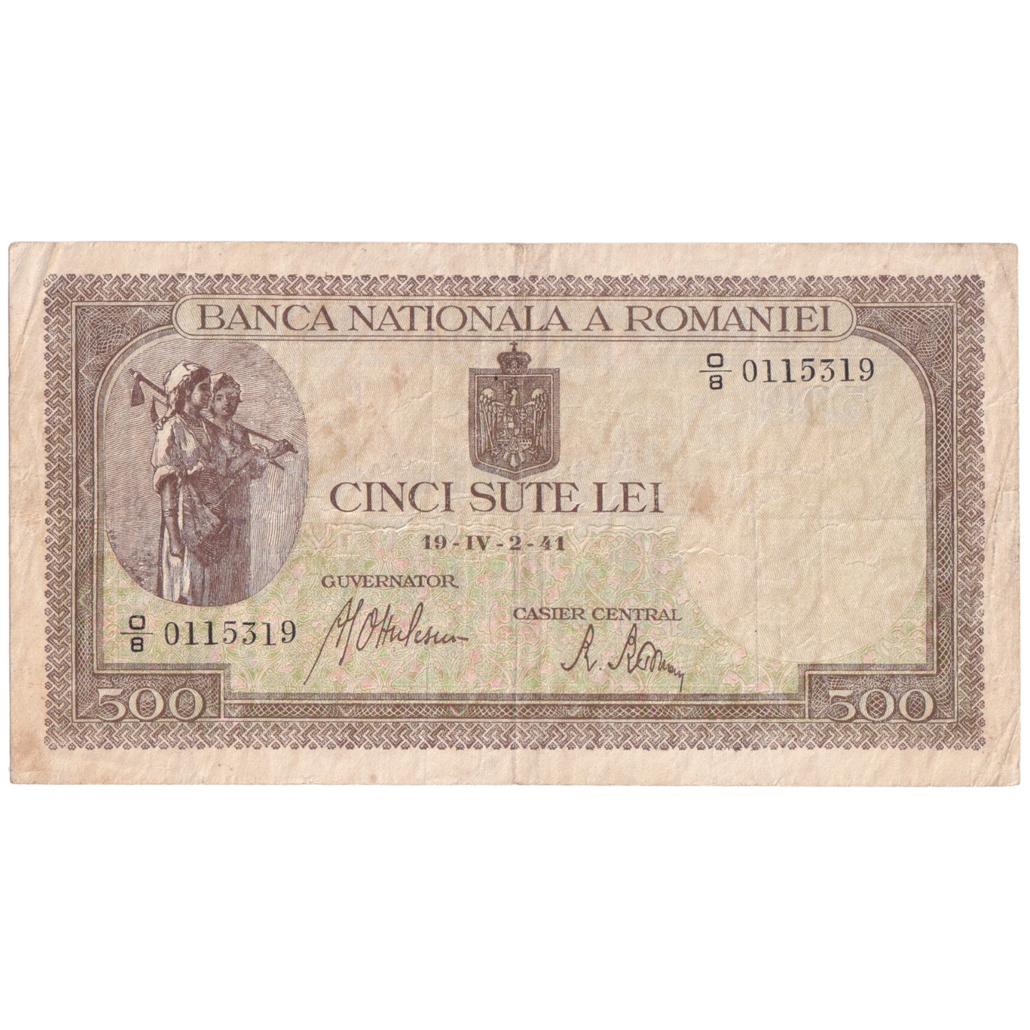 ROMANIA 1941 500 LEI EF 0/8 0115319 Banknote