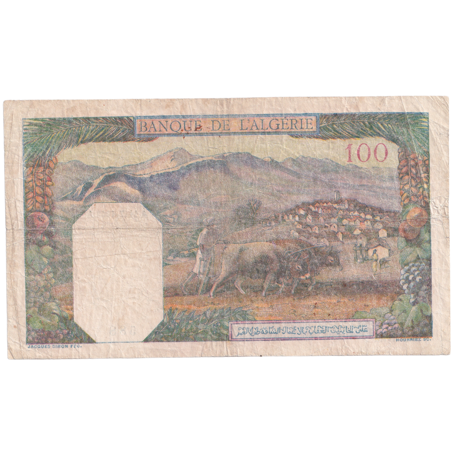 ALGERIA 1942 100 FRANCS VF S.1106 098 Banknote