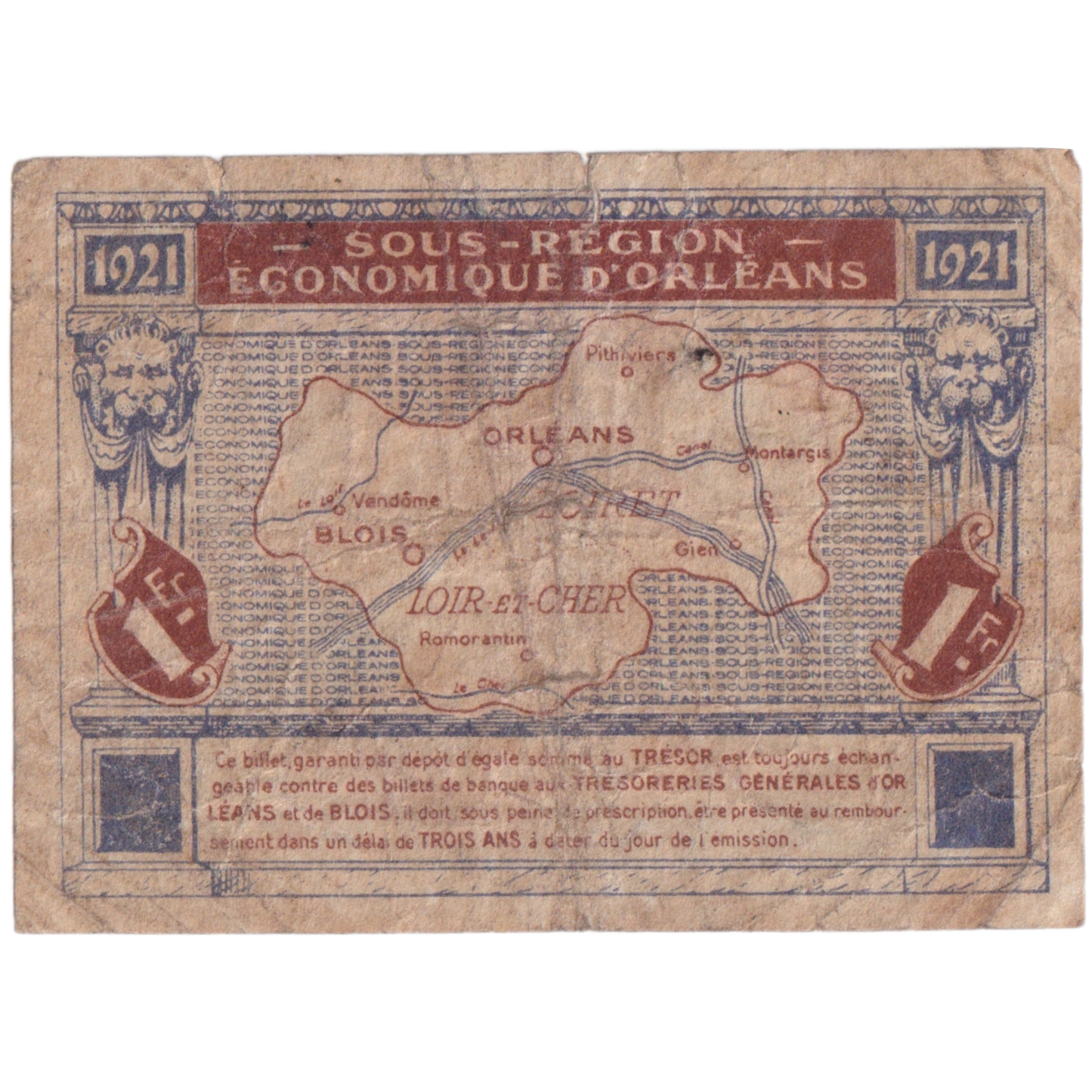 FRANCE 1921 1 FRANC G 432.309 Banknote