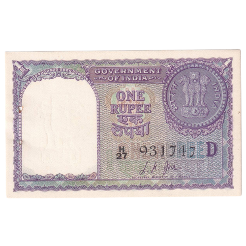 India 1957 1 Rupee F H27 931747 Banknote