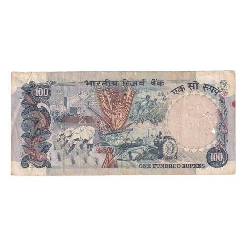 India 1985-1990 100 Rupees F AA26 872920 Banknote