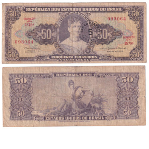 BRAZIL 1993 50 CRUZEIROS F 09304 BANKNOTE