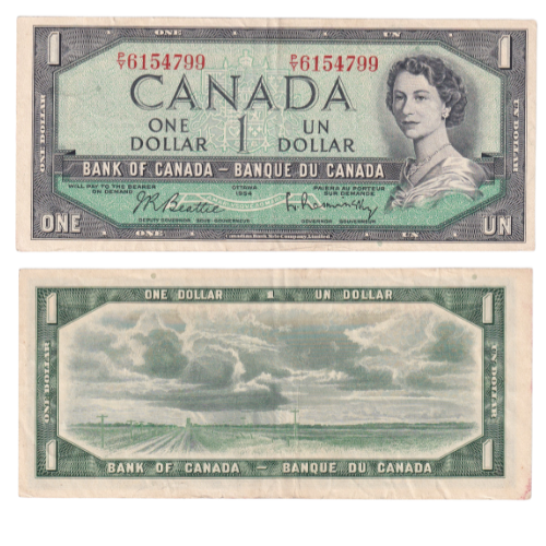 CANADA 1954 1 DOLLAR UNC P/Y 6154799 BANKNOTE