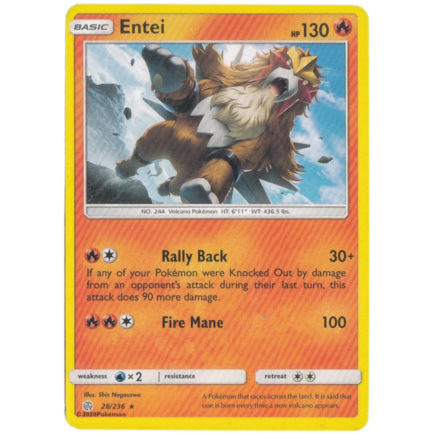 Pokemon Basic Entei hp 130 card