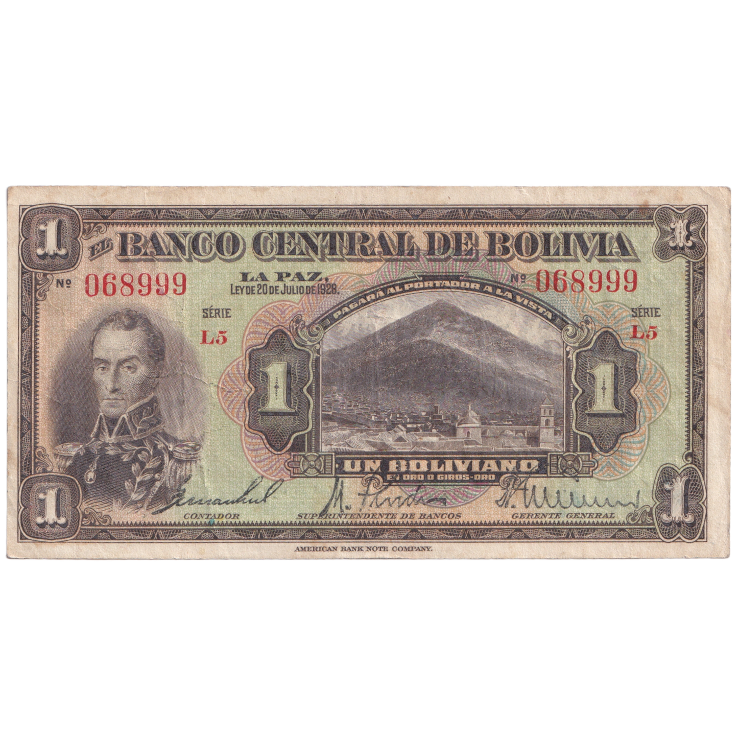 Bolivia 1928 1 Boliviano 068999
