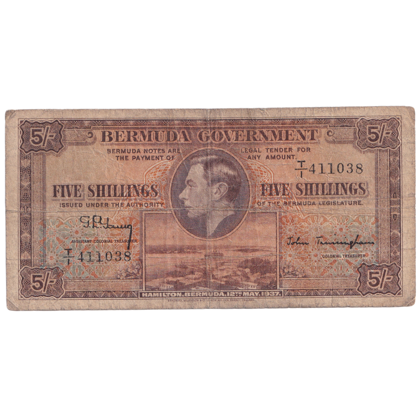 Bermuda 1937 5 Shillings 411038