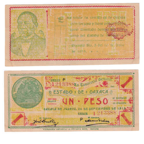 Mexico 1913 1 Pesco F 1213388 Banknote