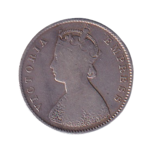 India 1887 1/2 Rupee F Victoria Empress Coin