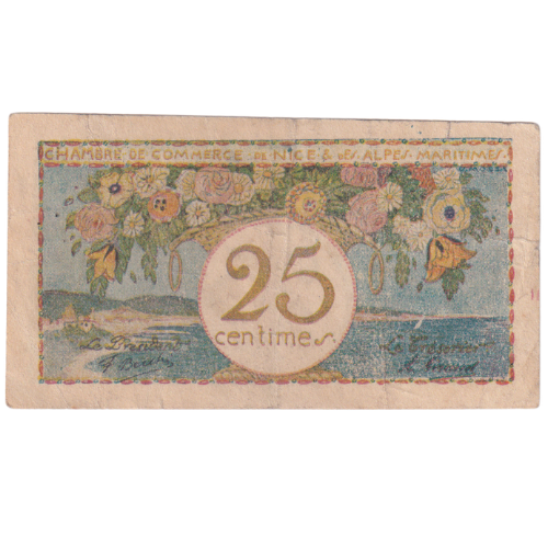 Chambers of Commerce 1918 25 Centimes F No 08100 Banknote