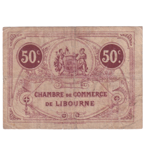 Chambre De Commerce 1920 50 Centes F 044,215 Banknote