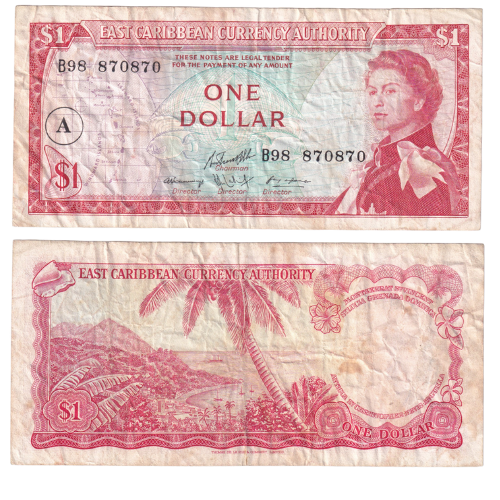 East Caribean 1965 1 Dollar F B98 870870 Banknote