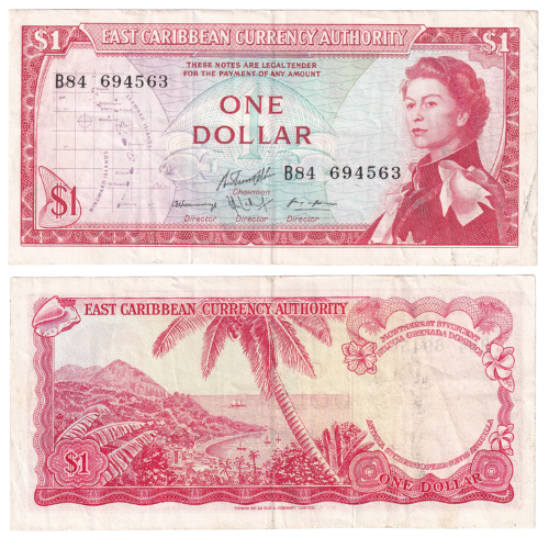 East Caribean 1965 1 Dollar F B84 694563 Banknote