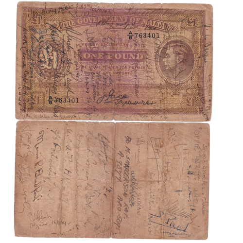 Malta 1939 1 Pound F A/8 763401 Banknote