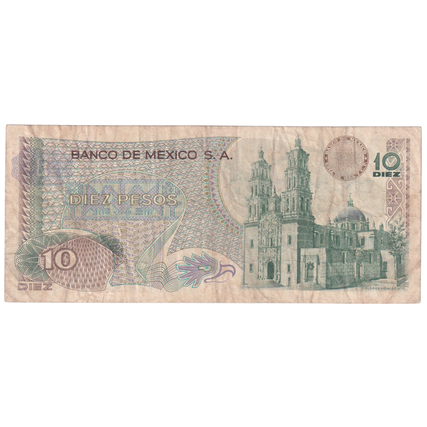 Mexico 1977 10 Pesos F N 5431296 Banknote