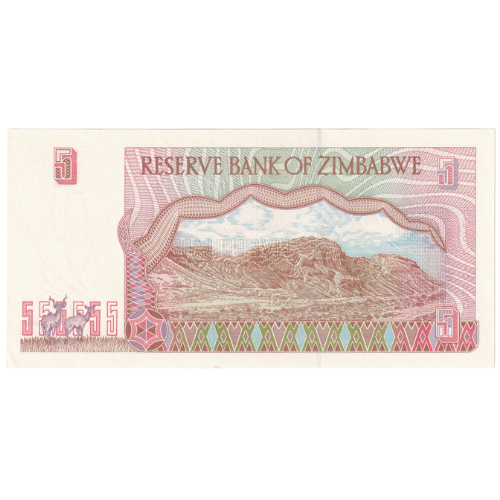 Zimbabwe 1997 5 Dollars UNC BA 0661958 Banknote