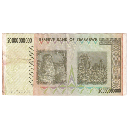 Zimbabwe 2008 20 Billion Dollars UNC AA 0250764 Banknote