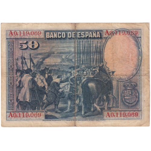 Spain 1928 50 Pesetas VF A0119069 Banknote