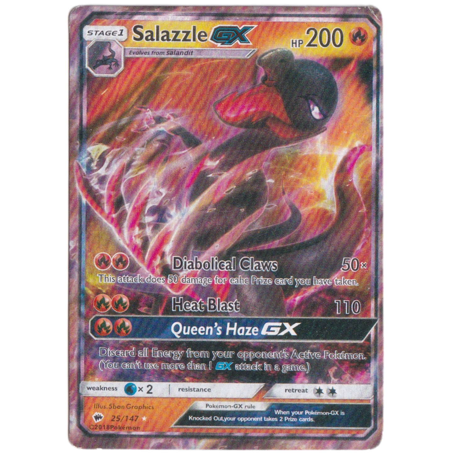Pokemon Stage 1 Salazzle GX HP 200 Card
