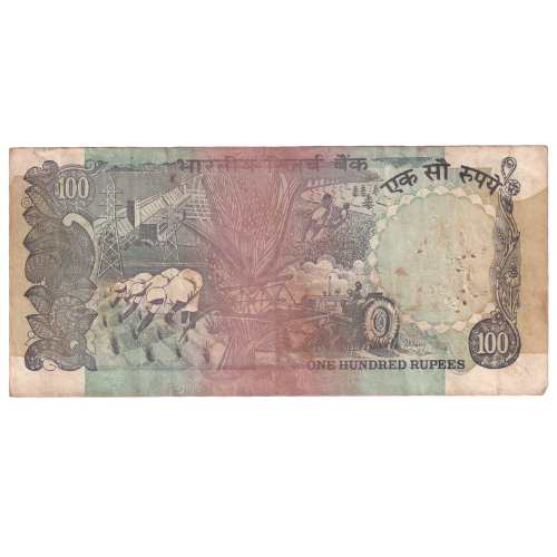 India 1990 – 1992 100 Rupees F 4AV 599876 Banknote
