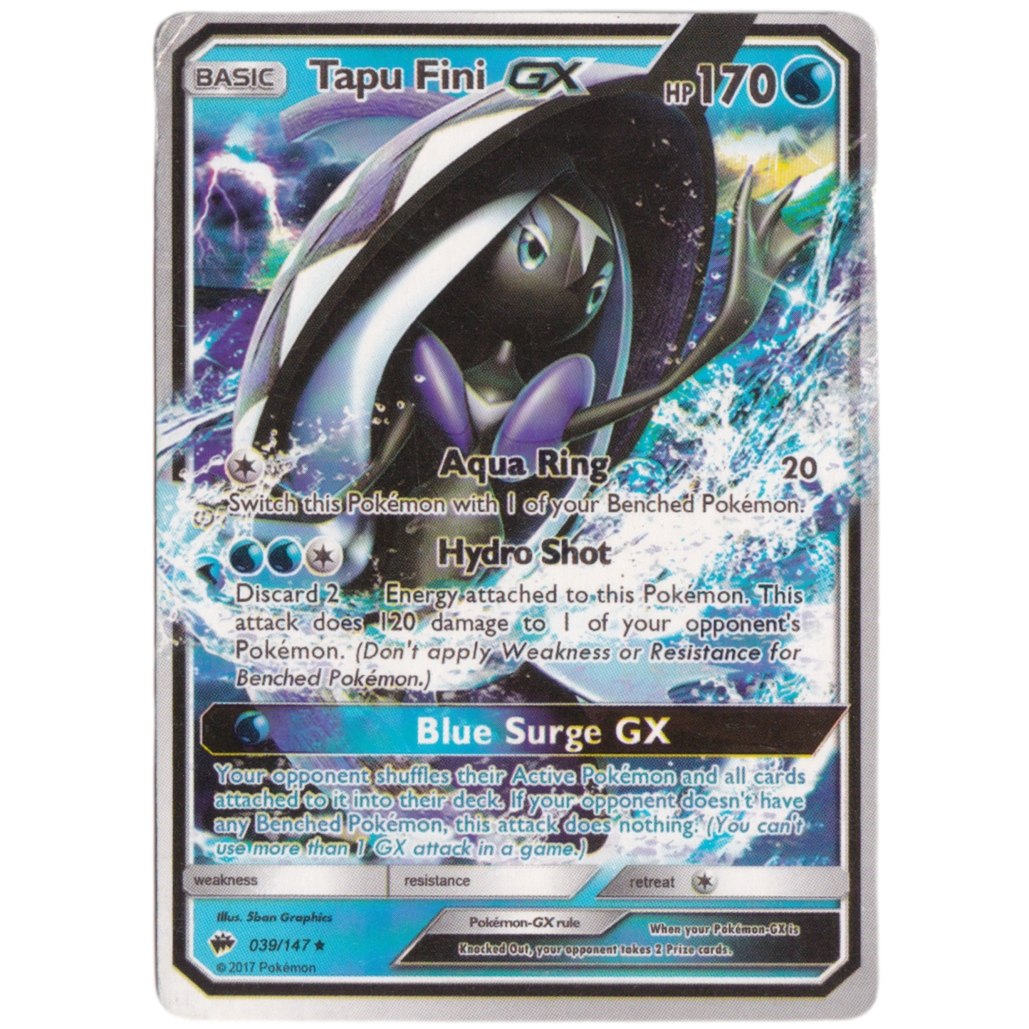Pokemon Basic Tapu Fini GX HP 170 Card