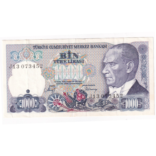 Turkey 1000 Lira J13 073452