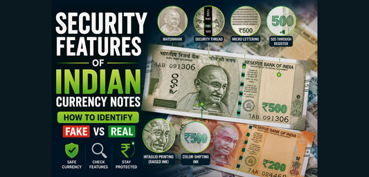 What are the security features to look for in Indian currency notes?